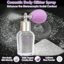 Body Glitter Spray, 30ML Bulk Laser Body Glitter Powder Holographic Hair Spray Silver Glitter Fluorescent Pen Festival Carnival Clothing Accessories Hair Face Nail Art - Rainbow - Moon-mist - View 2