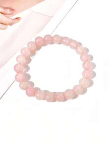 天然玫瑰石英串珠手链，诞生石疗愈水晶 4 毫米/6 毫米/8 毫米/10 毫米圆形串珠手链，优雅粉色珠宝，精神能量平衡配饰，送给姐妹的礼物 - 多色 - 查看 14