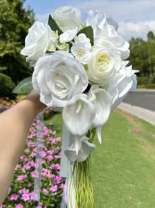 1 Stück Braut Blumenstrauß Hochzeit Abwurf Brautstrauß künstliche Rosen Blumen Abwurf Brautstrauß Hochzeitszeremonie Jahrestag