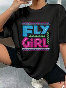 EWH EWHFly Girl 80s 90s Old School Distressed B-Girl Hip Hop T-Shirt