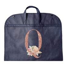 Portable Dustproof Clothing Covers Nonwovens Waterproof Clothes Dust Cover Tote Bags Rose Gold Initials A To Z Letter Pattern Clothes Dust Case Dress Protector Garment Bags Outdoors Close Organizer Dress Cover Suit Coat Storage Bag Garment Bags Wardrobe Hanging Garment Protector Cover Bag