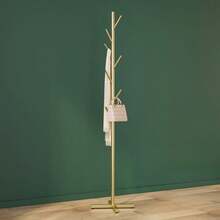 Modern Minimalist Floor-Standing Coat Rack, Entryway Garment Hanger With Spacious Storage, Marble Board & Metal Frame (Product Package Includes QR Code For Assembly Video) - Gold - View 9