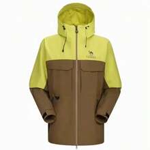 CAMEL CROWN Men's Single Layer Windproof Raincoat, Outdoor Windproof Raincoat, Single Layer Waterproof Hiking Jacket - Brown/Luminous Yellow - View 4