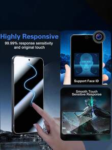 3 piezas de Protector de pantalla de vidrio templado con privacidad, anti-arañazos y anti-espionaje, compatible con Poco F6/S24 Ultra/A60/Y36 5G/Moto E7 Plus, regalo para cumpleaños, familia y amigos, accesorios para celular - Negro - Ver 8