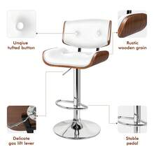 ALFORDSON Bar Stool, Height-Adjustable Swivel Kitchen Stool, Odette Wooden Counter Stool, Gas Lift, Buttoned PU Leather, Black - White - View 2