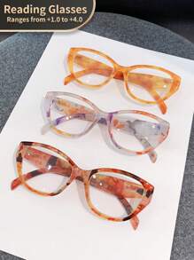 LiMiaoMiao 1 Stück ovale Vintage-Stil Lesebrille für Frauen, klare transparente blaue Licht blockierende Computer-Vergrößerungsbrille +1,0 bis +4,0 Dioptrien