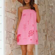 Women Short Dresses - Bright Pink - View 1