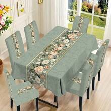 1/4/5/6/7pcs Fashionable Simple European And American Style Printed Chair Covers / Chair Cover Set, Suitable For Indoor Home Restaurant, Hotel Modern Daily Decoration. Tablecloth Suitable For Square Tables, Elastic Chair Covers Can Be Washed - ZYT-003 - View 4