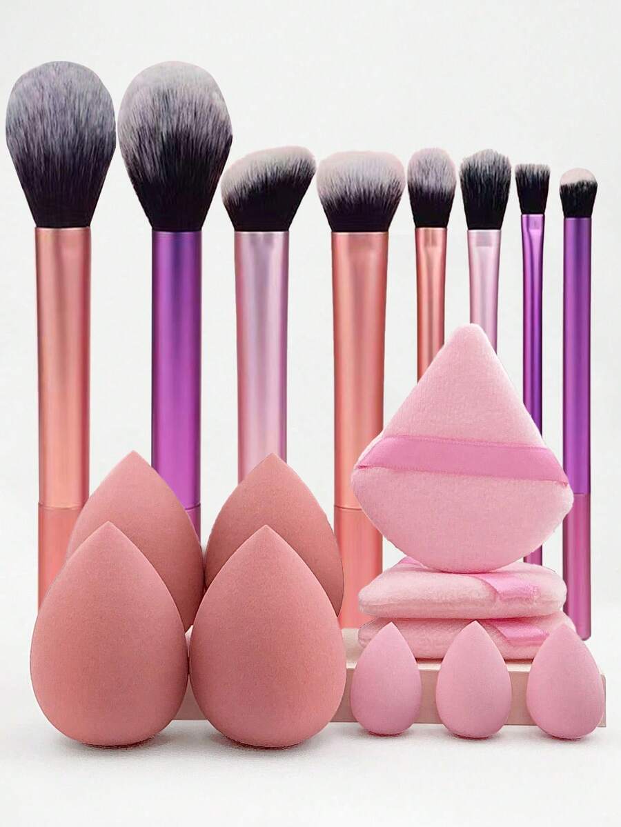 18件套化妆刷和海绵工具套装,专业化妆刷和海绵套装,粉扑和海绵套装。包含:8支化妆刷、4个水滴形海绵、3个三角粉扑、3个迷你海绵。面部化妆工具套装、化妆刷套装、化妆刷套装、化妆刷套装、全套化妆工具套装、化妆刷套装、全套化妆工具套装、化妆刷套装、化妆刷套装、化妆礼盒套装 - 彩色 - 查看 1