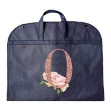 Portable Dustproof Clothing Covers Nonwovens Waterproof Clothes Dust Cover Tote Bags Rose Gold Initials A To Z Letter Pattern Clothes Dust Case Dress Protector Garment Bags Outdoors Close Organizer Dress Cover Suit Coat Storage Bag Garment Bags Wardrobe Hanging Garment Protector Cover Bag