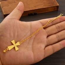 Colar com pingente de cruz clássico, joia minimalista estilo Dubai Africano para mulheres, cor dourada, uso diário, presentes para a Arábia Saudita, joias tradicionais para casamento - Dourado - Ver 4