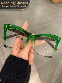 LiMiaoMiao 1 件装女士猫眼复古阅读眼镜，透明镜片放大老花镜，适用于电脑，+1.0 至 +4.0 - 白色 - 查看 33