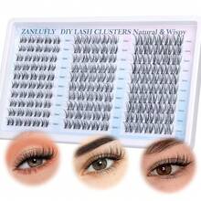 Lash Clusters Wispy Eyelash Clusters Natural CC-Curly Cluster Lashes Zanlufly Wispy Individual Lashes 180Pcs Eyelash Extension 10 12 14MM DIY Lash Extension - Natural C-curly - View 9