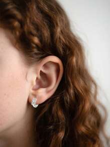 1 Paar 925 Sterling Silber hypoallergene blattförmige Ohrringe - besetzt mit funkelnden kubischen Zirkonias, elegant und glamourös. Perfekt für den täglichen Gebrauch von Teenagern oder Veranstaltungen, ideal als Geburtstags-/Feiertagsgeschenk für Mädchen oder Freunde!