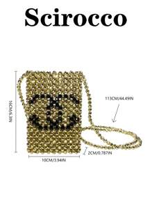 Niche Beaded Woven Hollow Mini Shoulder/Crossbody Phone Bag