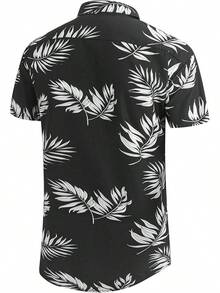 Big And Tall Men's Hawaiian Shirt - Short Sleeve, Tropical Floral Button Down Casual Summer Beach Shirthalloween - Lá cọ đen mới - Xem 6