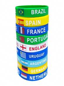1 pieza Pulsera conmemorativa de fans del fútbol europeo, pulsera multinacional, recuerdo pequeño de la Copa del Mundo, pulsera deportiva con bandera alrededor de la muñeca