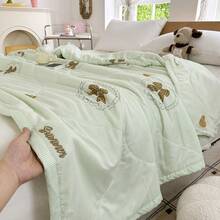 漫画サマーキルト洗浄綿エアコンキルトギフト夏クールキルト薄いキルト夏の学生寮寝具卸売 - ネクターベアピンク - チェックする 9