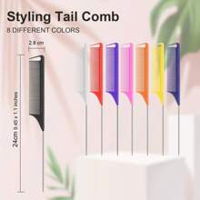 Random Professional Point-Tailed Comb Pin-Tailed Comb Rat-Tailed Comb Parting Comb Stainless Steel Tail Comb Anti-Static Hairbrush: Multi-Functional Comb For Normal Hair For Combing Out Tangles Hair Styling Candy Colours, Ideal For Hairdressers, Salons And Home Use