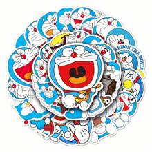 60pcs/Set Doraemon & Cartooon Cat Cute Stickers, Waterproof Stickers For Luggage, Skateboard, Guitar, Car Decoration