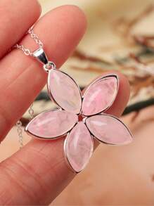 1 pièce Collier pendentif floral bleu clair, 3 options de couleurs