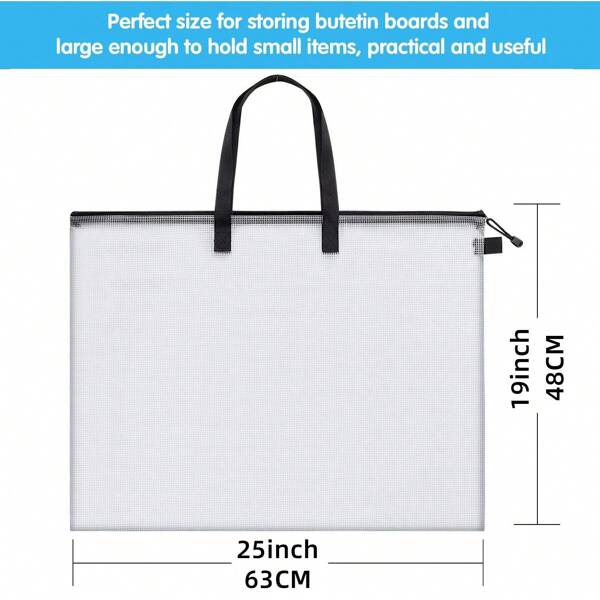 Sac de fichier transparent, sac de planche à dessin, sac de rangement d'œuvres d'art, grand sac de rangement d'affiches, sac d'examen grand format et imperméable, convient pour ranger des feuilles acryliques, assez grand et pratique pour ranger de petits articles, retour à l'école, fournitures scolaires