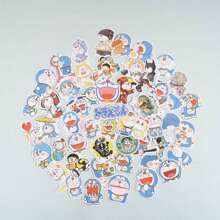 60pcs/Set Doraemon & Cartooon Cat Cute Stickers, Waterproof Stickers For Luggage, Skateboard, Guitar, Car Decoration