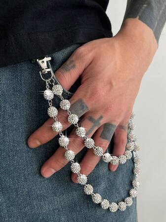 1 件时尚优雅简约多层水晶腰链，迷人男士身体链，适用于裤子装饰、休闲日常、音乐节、派对穿着