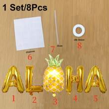 1 Set Hawaii Aloha Ballon Wand Dekorations Set Geburtstag Hochzeit Strand Party Anordnung Tropisches "ALOHA" Ballon Kombination Wasserfest langanhaltend Festival Dekorative Windbälle