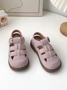 1 Pair Summer New Breathable Hollow Sandals, Fresh And Comfortable, Non-Slip And Durable, Rubber Toe - Pink - View 2