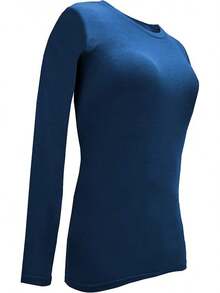 Women's Under Scrub Tee Crew Neck Long Sleeve-Shirt - True Navy Blue - View 4