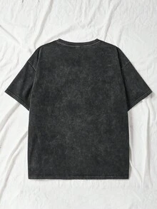 Women's Summer Glass Throne Print Round Neck Short Sleeve Casual Daily Black Washed T-Shirt Top, Thirteen Print Women's Top, Dragon Print Women's Summer Clothing, Booktok T Print Summer Top - Black - View 3