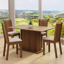 Dining Set With Table And 4 Chairs Madesa 5329 Brown And Cream Color - Brown/Cream - View 1