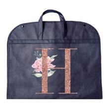 Portable Dustproof Clothing Covers Nonwovens Waterproof Clothes Dust Cover Tote Bags Rose Gold Initials A To Z Letter Pattern Clothes Dust Case Dress Protector Garment Bags Outdoors Close Organizer Dress Cover Suit Coat Storage Bag Garment Bags Wardrobe Hanging Garment Protector Cover Bag