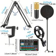 Live Sound Card And Audio Interface With DJ Mixer Effect And Speech Converter, Stereo Mixer, Suitable For Live Streaming, Recording Studio, And Gaming