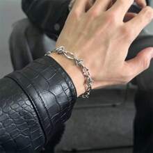 1 pièce Nouvelle populaire en acier inoxydable Bracelet en chaîne personnalisé en acier de titane fait main, accessoire frais et simple