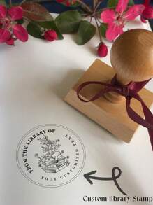 Timbro librario in legno personalizzato | Timbri di libreria personalizzati per acquirenti globali, Timbro di libreria in legno personalizzato | Timbri per libri personalizzati per amanti dei libri, Timbro per libri con fiori personalizzato in legno | Sigilli di libreria in legno per regali, ritorno a scuola, forniture scolastiche
