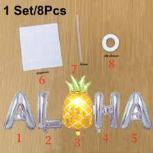 1 Set Hawaii Aloha Ballon Wand Dekorations Set Geburtstag Hochzeit Strand Party Anordnung Tropisches "ALOHA" Ballon Kombination Wasserfest langanhaltend Festival Dekorative Windbälle