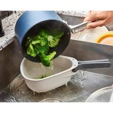 Joseph Droplet Colander With Folding Handles, Kitchen Strainer Small Vegetable, Fruits & Berries, Space-Saving - 白色 - 查看 6