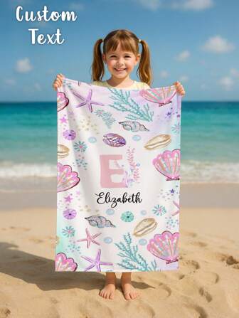 1PC Customized Name Ocean Beach Towels,Personalized Kids Beach Towel,Summer Birthday Gift For Kids,Custom Name Beach Towel,Custom Beach Towel For Girls/Boys,Perfect For Outdoor Beach Travel Swimming Gym Yoga, Beach Accessories,Custom Beach Towel For Friends, Multiple Sizes Of Beach Towels To Choose Froml