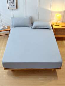 1pc Waterproof Bed Sheet, Bedding, Fitted Sheet, Solid Color Mattress Cover, Soft And Comfortable Bedding For Bedroom, Skin-Friendly Bed Cover, All Seasons, Fits For All Size Beds - Twin, Full, Queen, King, Dustproof Bedspread, Dustproof Non-Slip, Pillow And Pillowcase Not Included, Independence Day,Home Textile, Bedding Gifts, Machine Washable
