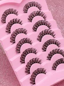 7对猫眼漫画风人气3D水貂毛自然新款睫毛戏剧蓬松柔软浓密卷翘假睫毛日常约会必备仙女最爱长睫毛多层短款浓密假睫毛妆容适合婚礼派对俱乐部日常工作会议自然假睫毛手工上睫毛条睫毛 - 自然纖長款 - 查看 2