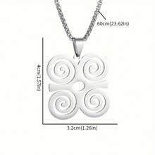 1 pieza Collar con colgante con símbolo africano Adinkra de acero inoxidable - Joyería con diseño de espiral moderno, diseño antióxido para hombres, regalo para uso casual y formal