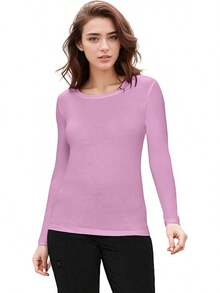 Women's Under Scrub Tee Crew Neck Long Sleeve-Shirt - 粉色 - 查看 2