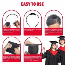 2 Pack Graduation Cap Headband Grad Cap Head Band Insert With Hook And Loop Sticker Graduates Essential Hairband For Securing Graduation Hat - Black - View 3