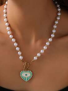 1 pieza Collar de perla blanca y diseño de estrella de mar dorada, elegante y de moda, apto para uso diario, festivales y regalos