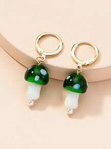 1 par de aretes novedad en forma de champiñones, joyería delicada para damas de honor