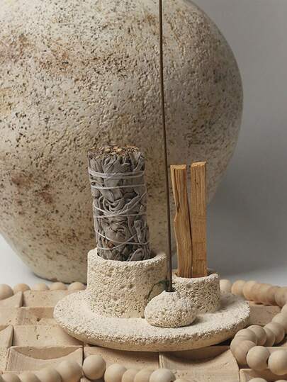 1 件树脂银河纹理设计香炉、鼠尾草棒架、香座和蜡烛托盘套件，多功能装饰 - 独特的家居装饰，适合放松和冥想