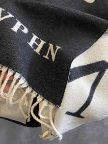 Khăn choàng cổ dày ấm áp hai mặt có thể đảo ngược, đa năng và mềm mại, thích hợp cho mùa thu/đông, phong cách Hàn Quốc cho trang phục - màu đen - Xem 5