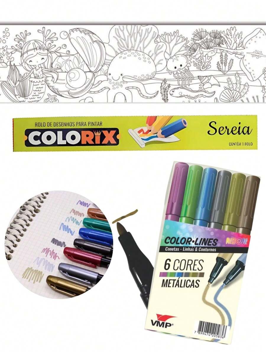 KIT Rolo Adesivo para Pintura + Canetinha Pintura Acrílica Metalizada Bobby Goods Infantil 30cm x 3M